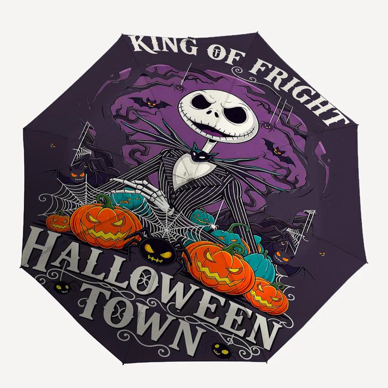 

1pc King of Fright Halloween Town Automatic Open/Close Umbrella with 8-Rib Windproof Canopy10230
