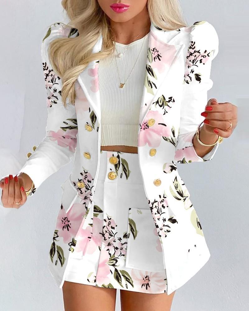 Casual Fashion Solid Color Women's Shirts Puff Sleeves Elegant Tops Shorts Casual Suit