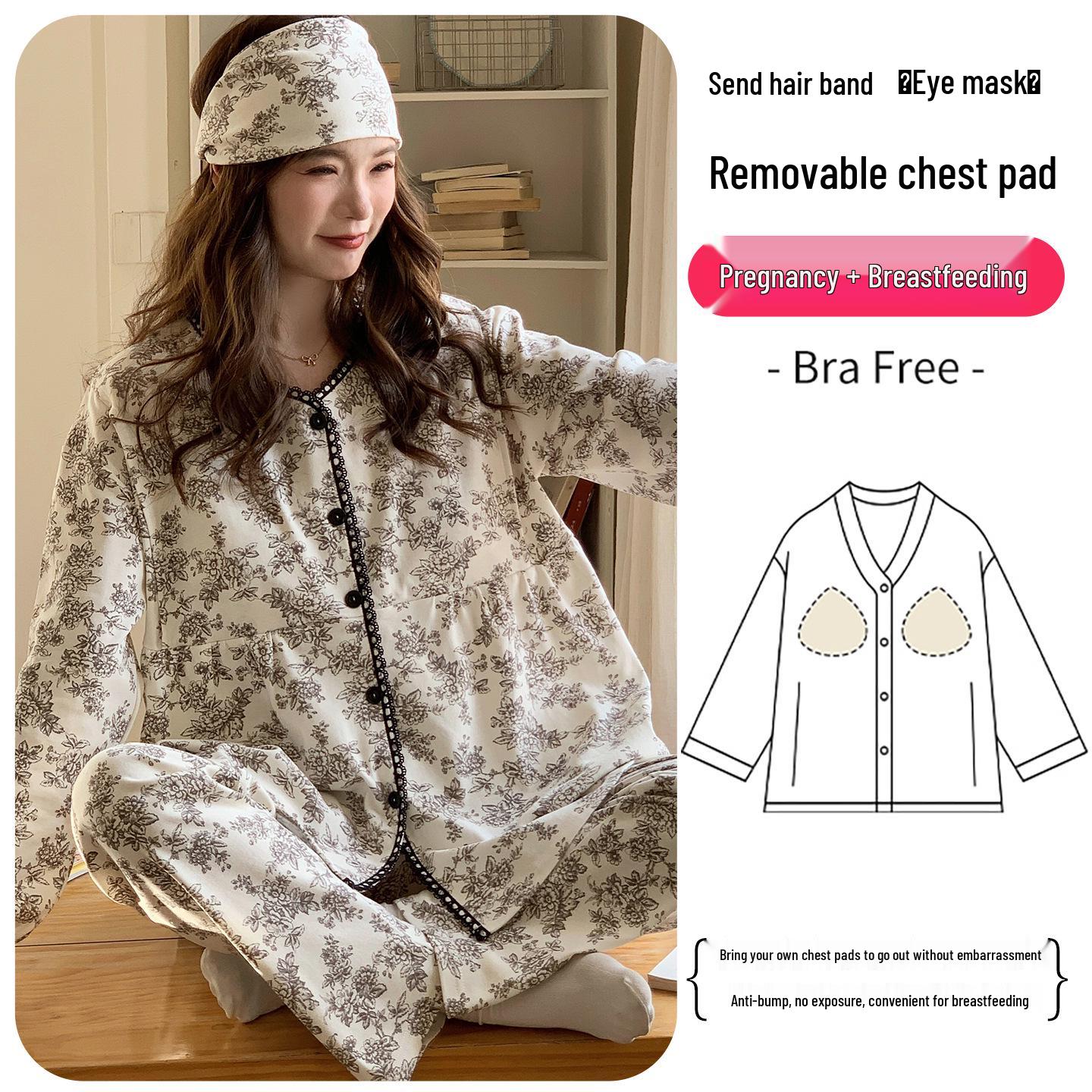 

Большие размеры Мамины пижамы с чашечками для груди на весну, лето и осень - Идеально для беременности и послеродового кормления грудью. XXL