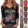 Women's T Shirt Print 3/4 Sleeve Daily Weekend Fashion Basic V- Neck Regular Top