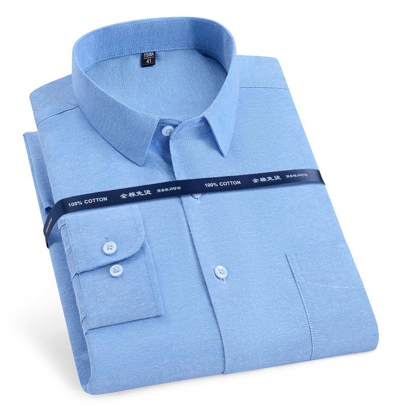 

Oversize 11XL 10XL 9XL Quality Pure Cotton Oxford Shirts For Mens Long Sleeve Casual Soft Standard-Fit Man Social Shirt Clothes 39