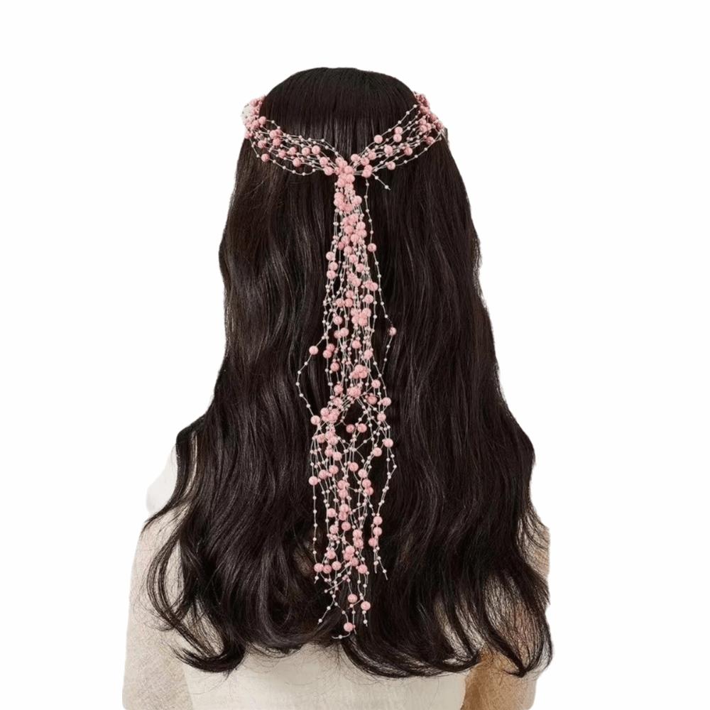 Multi-Layer Bridal Pearl Headband Handmade Women Daily Hair Wear Crystal Pearl Hair Vine Wedding