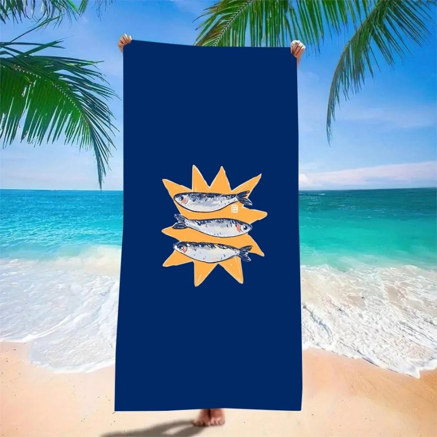 Strandtuch Übergröße Sandfrei Schnelltrocknend Mikrofaser Sardinenfisch Sternenmuster Blaue Handtücher für Erwachsene Pool Schwimmen Camping Reise