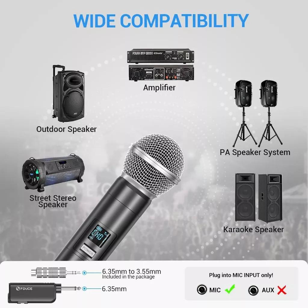 2 In 1 UHF Wireless Microphone Karaoke Dual Handheld Dynamic Microphone with Rechargeable Receiver For Home KTV Sing