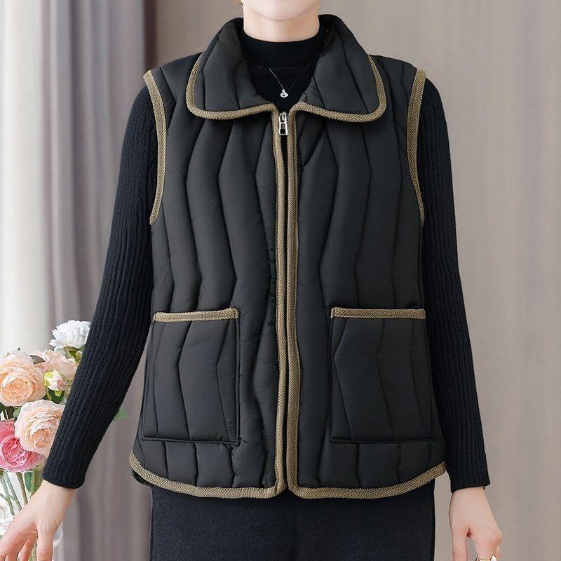Lapel New Autumn and Winter Loose Thickened Versatile Jacket Vest Mother's Warm Waistcoat Casual Vest