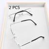 2Pcs Suit Half Frame Reading Glasses Anti-Blue Light Far Sight Glasses Men Big  Frame Business Presbyopia Glasses