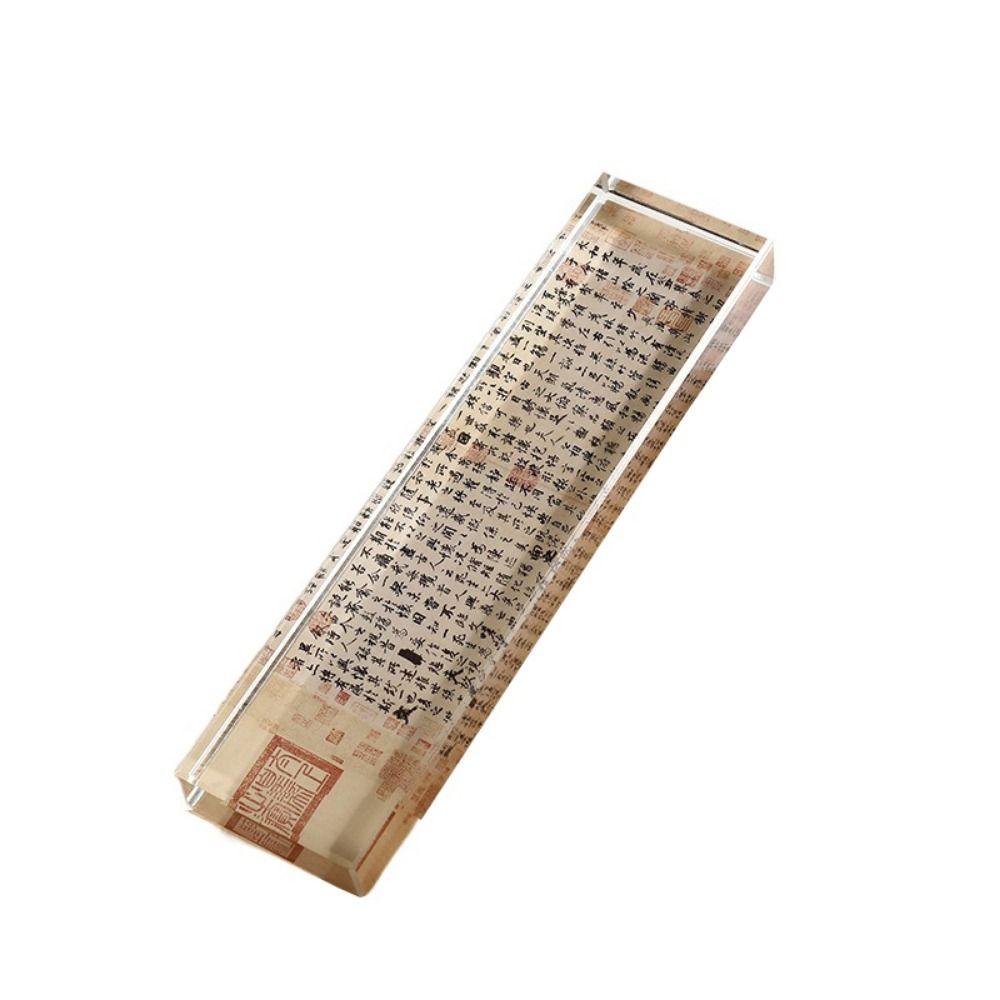 

Heavy Enough Clear Crystal Paperweight Rectangle Writing Town Ruler Crystal Weight Ruler Kids Style 8