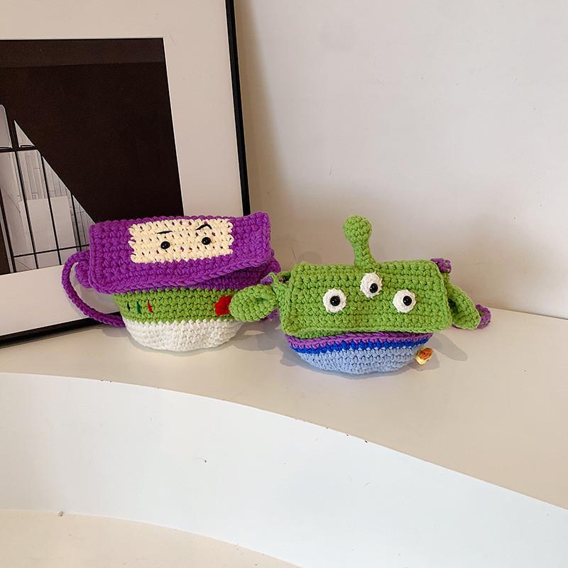 Bolsa de Crochê Alienígena de Desenho Animado Fofa e Leve Feita à Mão Perfeita Para Crianças