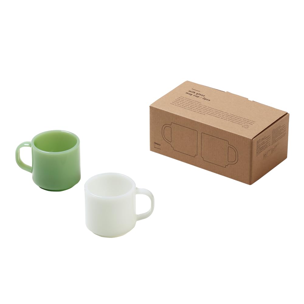 

ideaco Milk Glass Diameter x Height x 12cm Milk Glass Mug Cup White Jade Heat-Resistant Cup, 280ml, 8.8cm 8.5cm Width, / 2-Piece Set, &