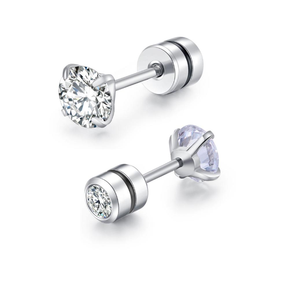 1 Piece Medical Stainless Steel Crystal Zircon Ear Studs Earrings Tragus Cartilage Hypoallergenic Screws Piercing Zircon