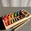 Beech Wooden Rainbow Sorting Toys Early Learning for Kids Pastel Pot Peg Dolls with Balls