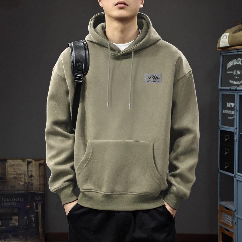 Trendy Men's Hooded Sweatshirt: Loose Fit Spring/Autumn Jacket with Velvet for Couples