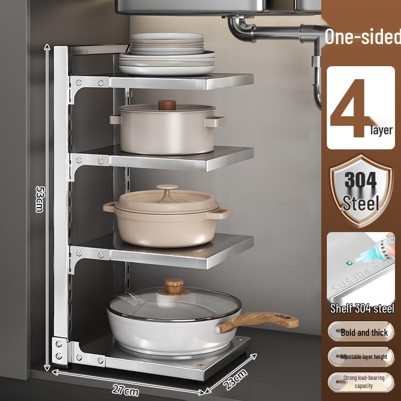 Multi-Layer Kitchen Pot Rack: Floor-Standing, Under-Sink Cookware & Storage Solution