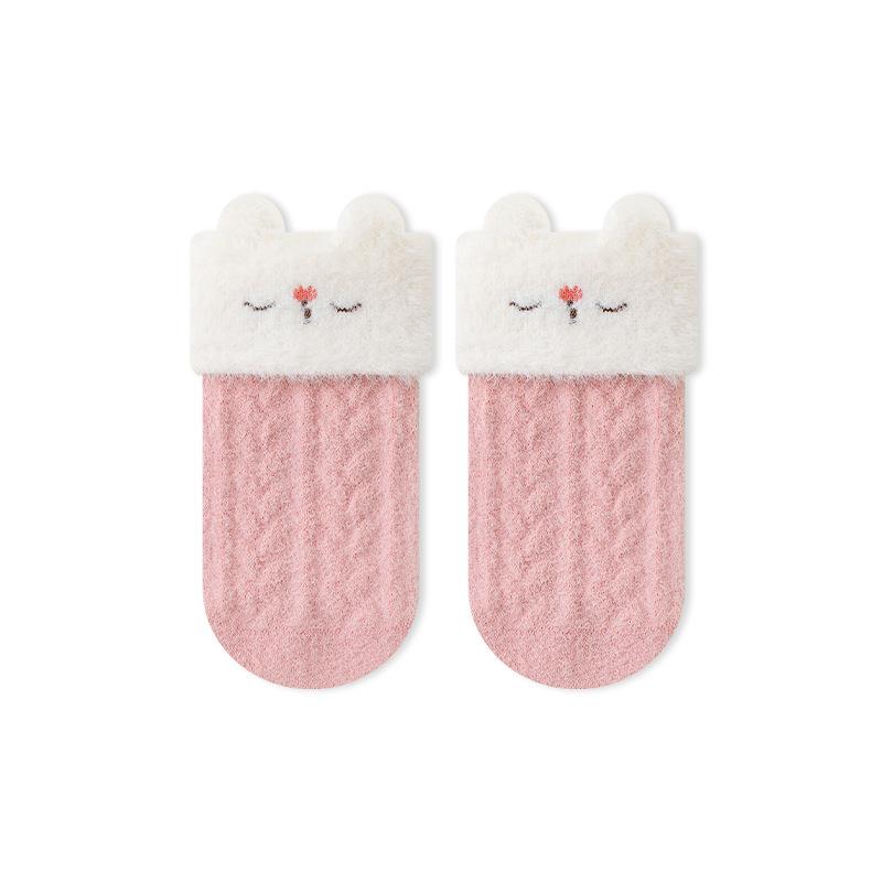 Winter Warm Cartoon Calf Sock for Infant Baby Sweet Toddler Mid-Calf with Animal Ears Seamless Toe Class A Newborn Infant Socks