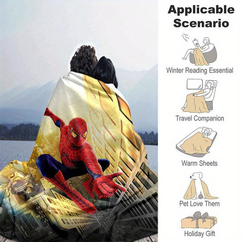 Spider-man Cute Printed Blanket Rectangular Soft Comfortable Modern Style Polyester
