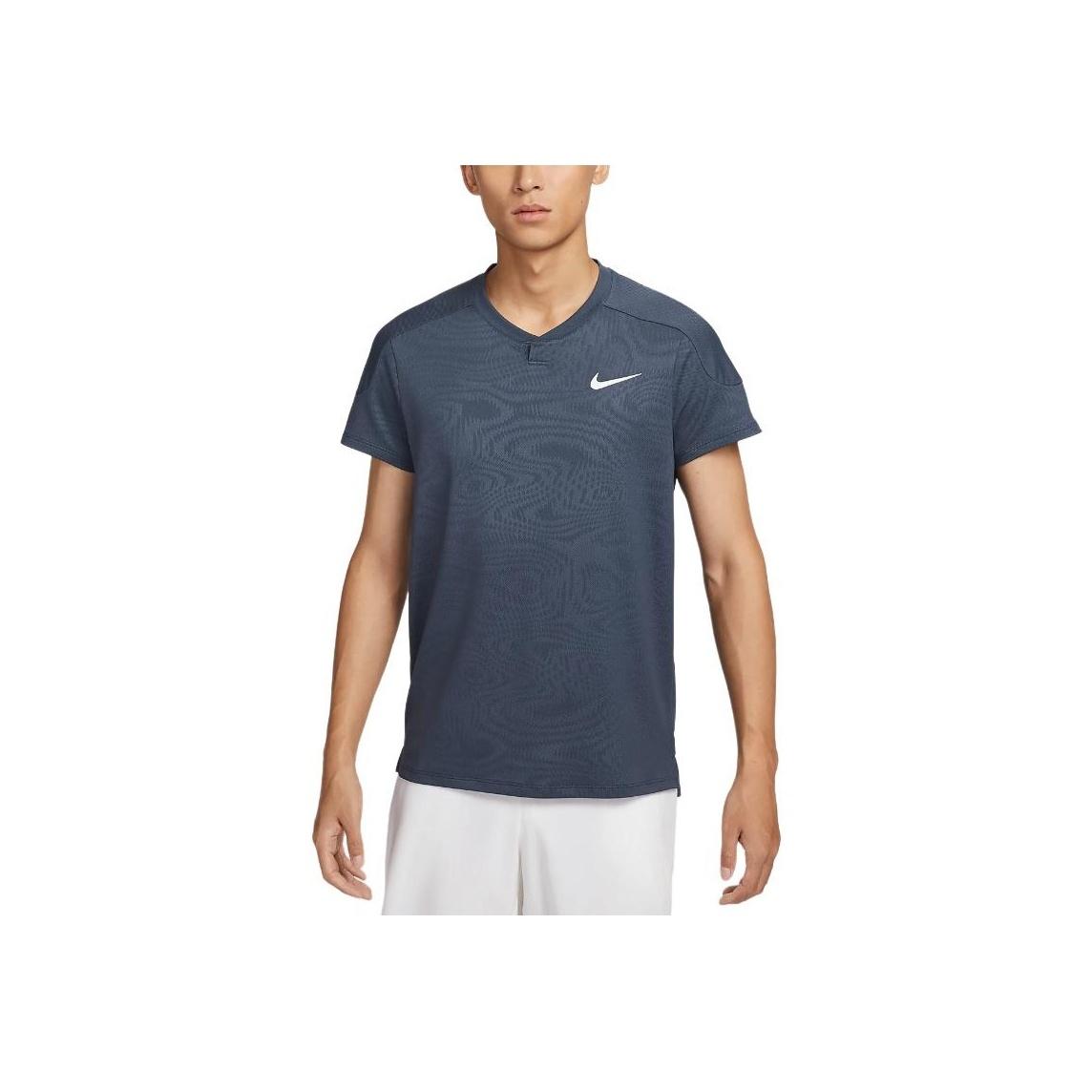 

Nike Court Slam Quick-Dry Slim Fit Logo Comfortable Casual Tennis Short Sleeve T-Shirt Men Tops Lightning-Blue FD5263-437 M