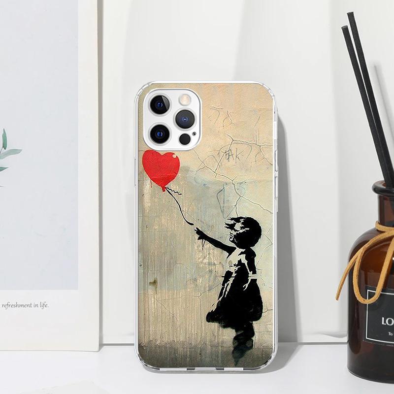 Street Art Banksy Graffiti Phone Case For Iphone 17 Air 16 15 Plus 16E 14 Pro Max 13 Mini 12 11 7 8 SE Fundas Soft Back Cover 17