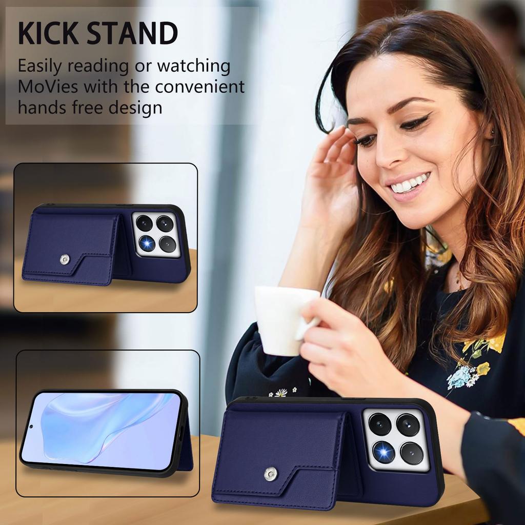 For Xiaomi 14T Pro Case RFID Blocking Card Holder Kickstand TPU + PU Leather Phone Back Cover