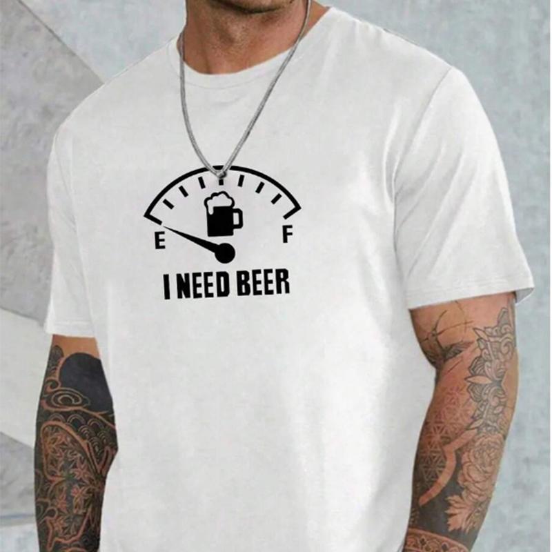 New Summer Men's Fashion T-shirt Beer Oil Gauge Printed Men's T-shirt Top