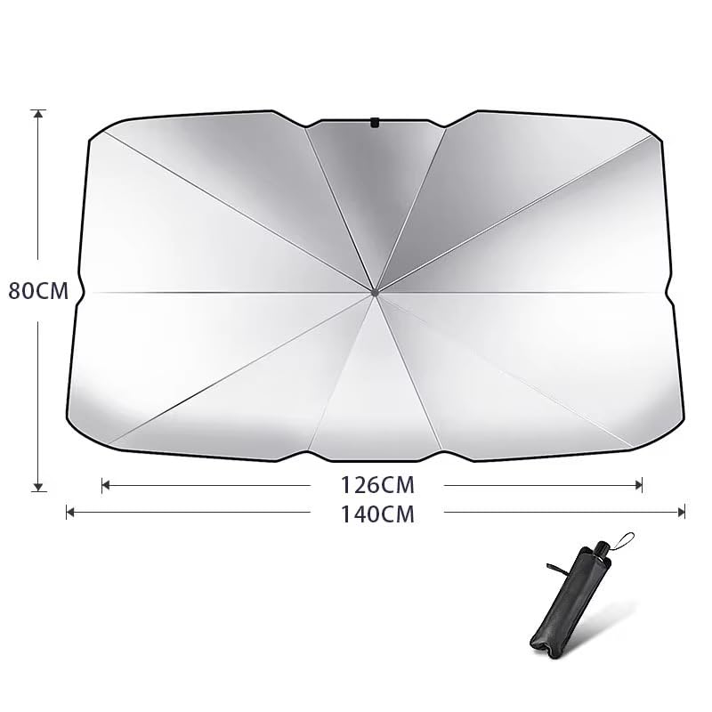 Car Front UV for Compact and Wagons [Medium Size] Sunshade, Umbrella, Foldable, Protection, Minivans, SUVs, Sedans, Cars,