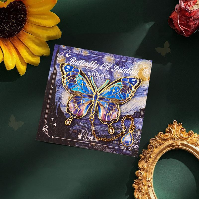 High-grade Butterfly Oil Painting Metal Bookmark Intricate Vintage Hollow Out Bookmark Souvenir Teachers Reward Students Gifts