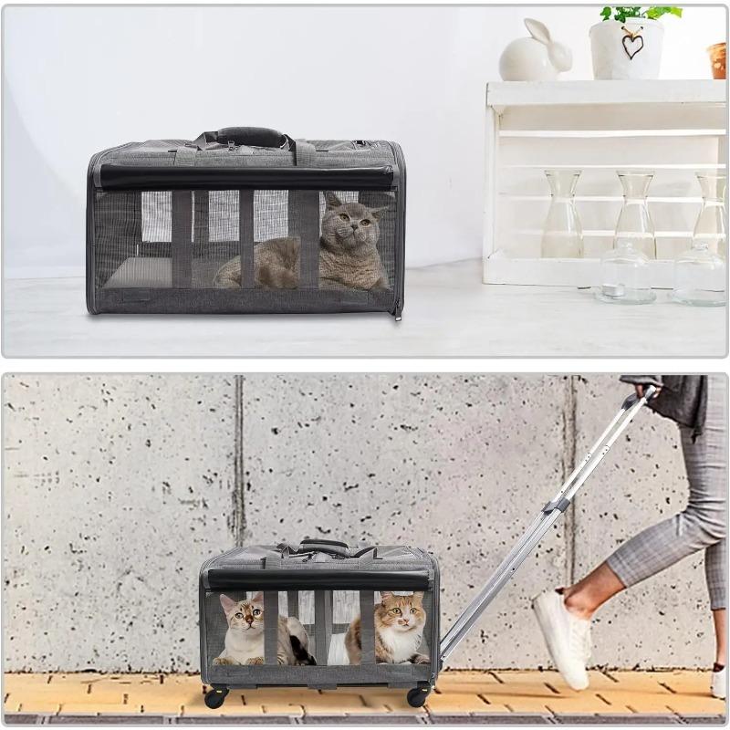 Portable Pet Trolley Case Detachable Universal Wheel Breathable Foldable Large Capacity Puppy Travel Bag Breathable Cat Carrier