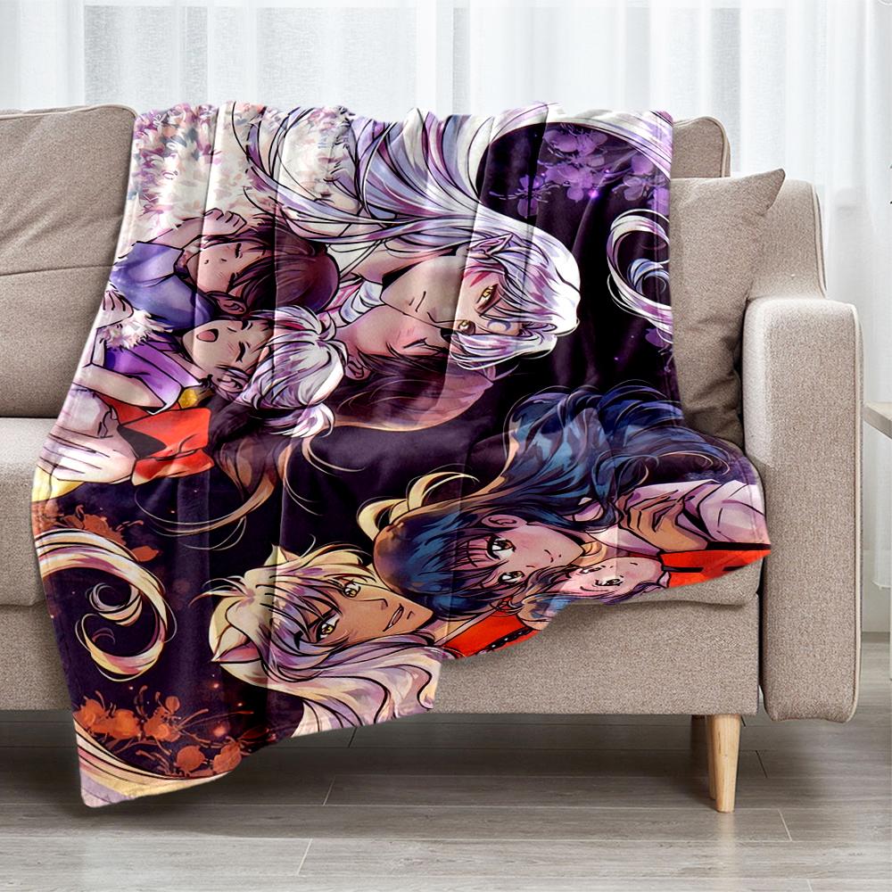 Inuyasha Theme Printed Blanket - Perfect for Couch, Bed, Travel & Outdoor Use | Machine Washable, Cozy & Durable.