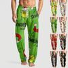 Men's Knitted Fashion Print Pocket Casual Pants Pajama Pants
