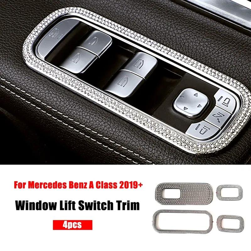 For Mercedes Benz A Class W177 -  A180 A200 A220 A250 Window Lift Switch Adjust Panel Crystal Sticker Diamond Trim