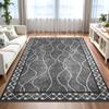 Black and White Minimalist Carpet with Simple Lines Borders Large Door Mat Household Bathroom Kitchen Living Room Anti Slip Mat