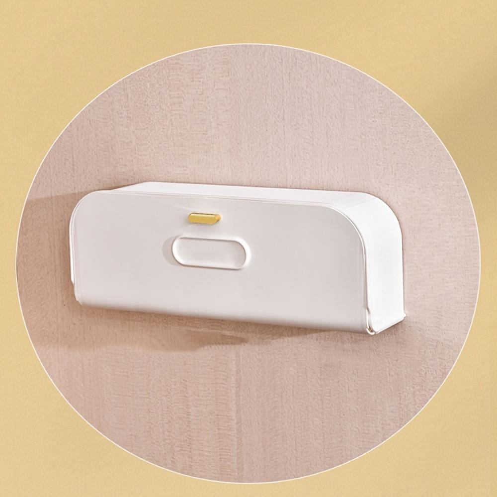 Lightweight White Wall-Mounted 1pc Drawer Organizer - Plastic Storage Box with Partitioned Sections and Golden Handles -for Home Wardrobe Organization