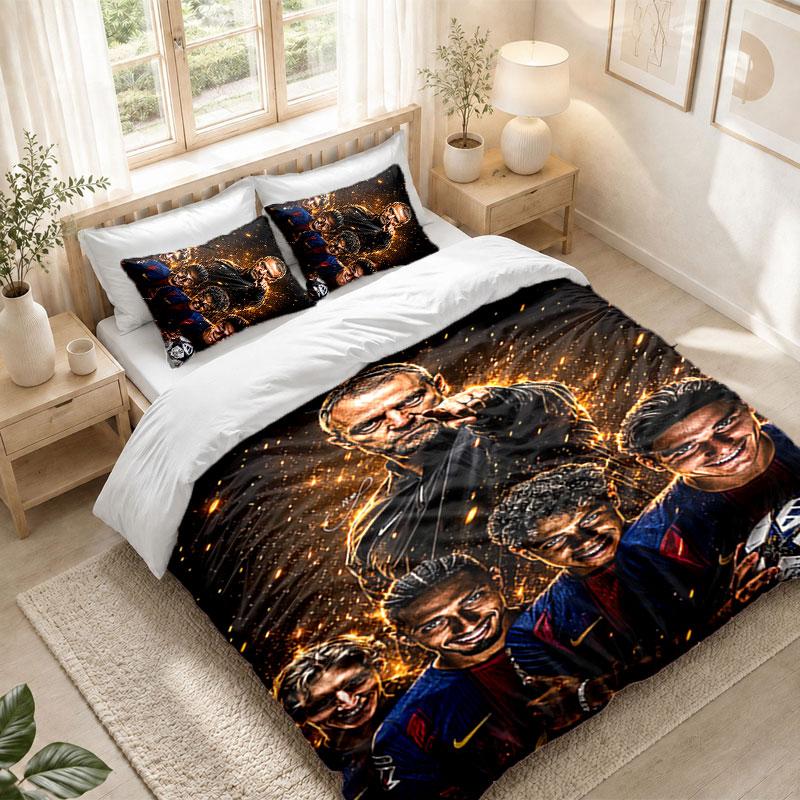 Set Biancheria da Letto 1 Copripiumino 2 Federe Stampa Lamine Yamal Decorazione Camera da Letto Casa