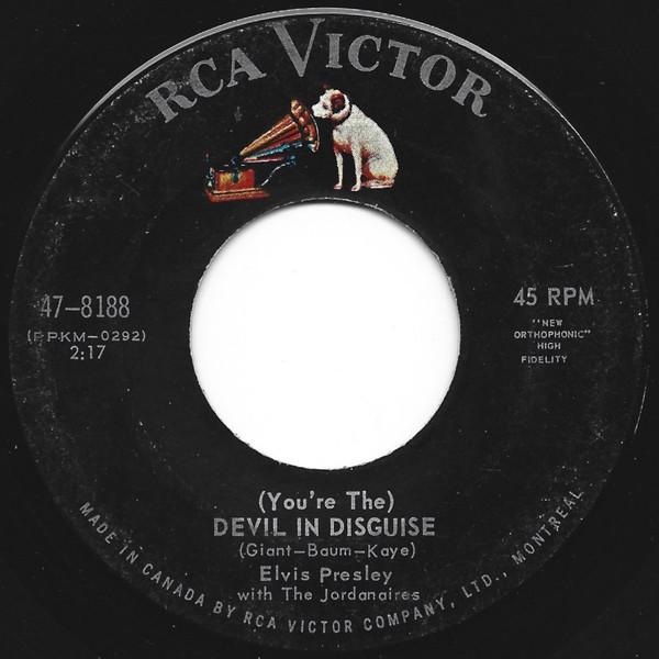 

7inch Record ELVIS PRESLEY THE JORDANAIRES Youre The Devil In Disguise 478188 RCA Victor 1963 Canada Rock Used