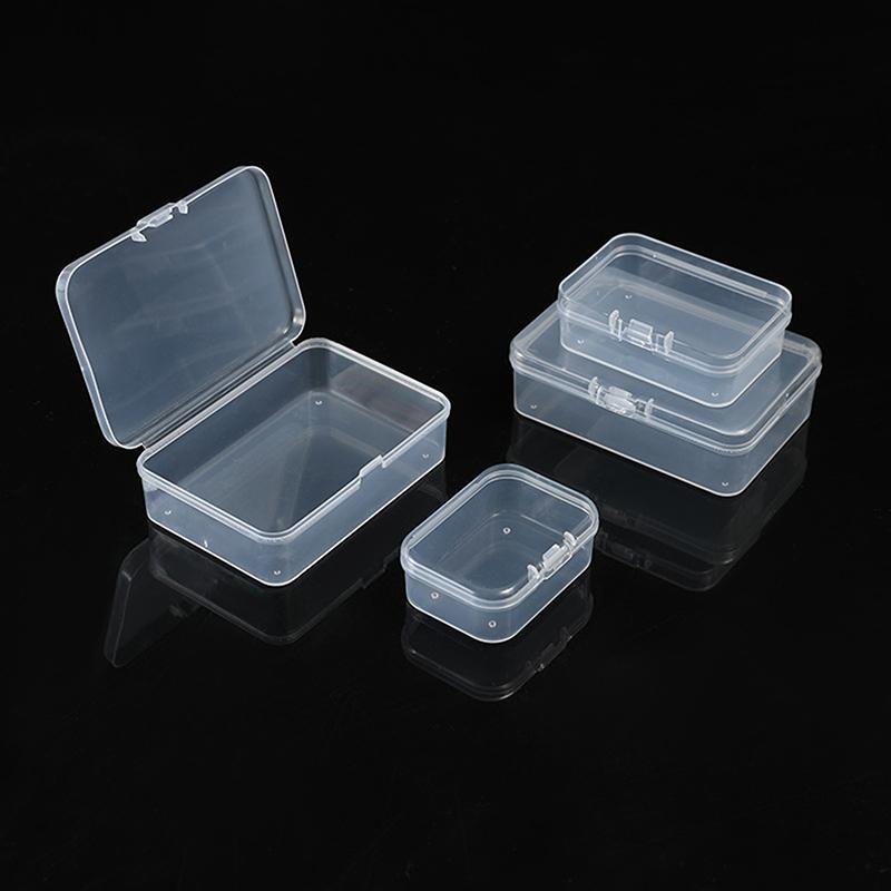 10Pcs Rectangular Transparent Plastic Box Jewelry Card Stationery Storage Box Small Item Storage Box