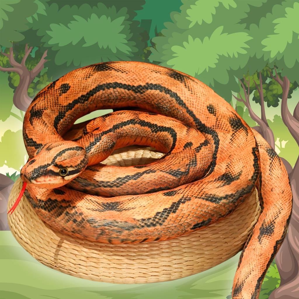 Leap Raupe Snake Plush Toy, Snake Item, Snake Toy, Snake Figurine (Reddish Brown)