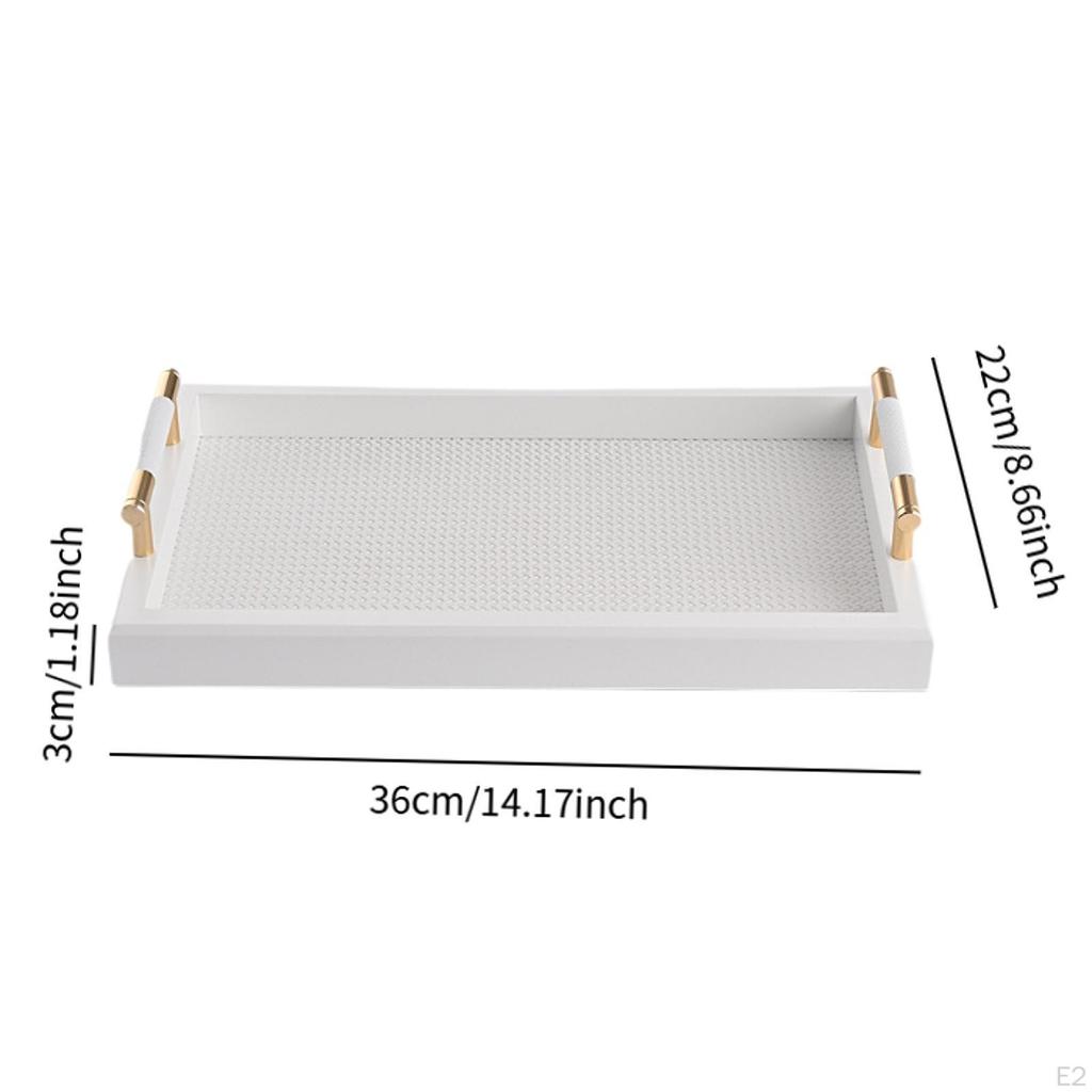 Rectangle Serving Tray, Dessert Plate with Handle, Tea Tray Storage Organizer, Vanity Jewelry