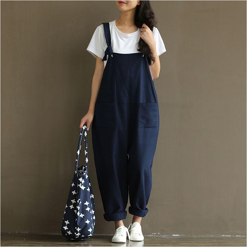 Stylish Womens Loose Jumpsuit With Comfortable Sleeveless Design And Wide Leg Fit
