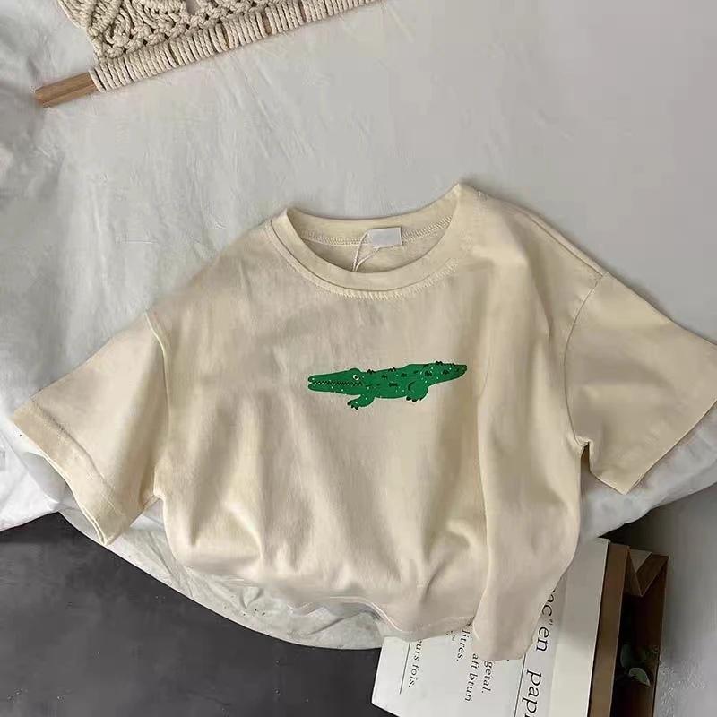 Children's T-shirt with Cute Animal Patterns Spring and Summer Comfortable and Breathable Boys' and Girls' Tops