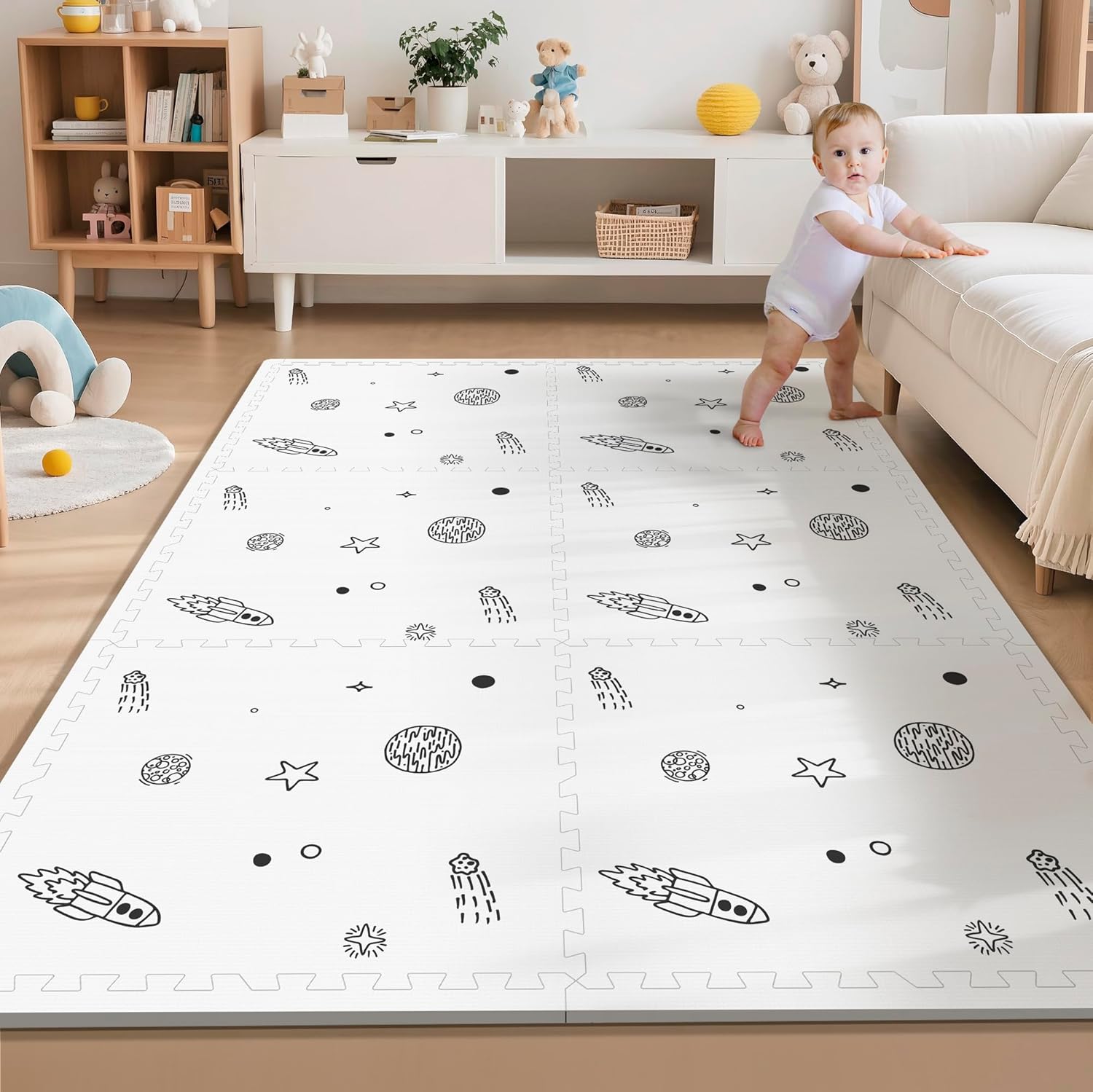 Baby Play Mat, 72x48-Inch Baby Foam Play Mat,6-Piece Interlocking Foam Floor Tiles for Toddlers, Floor Mats for Kids 180CM*120CM