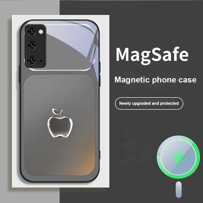 Metallic Gray Texture For Magsafe Samsung S25 S25 Edge S25Ultra S8 9 10 20 S21 Pro 22 Plus S23 FE S24 Ultra Glass Phone Case