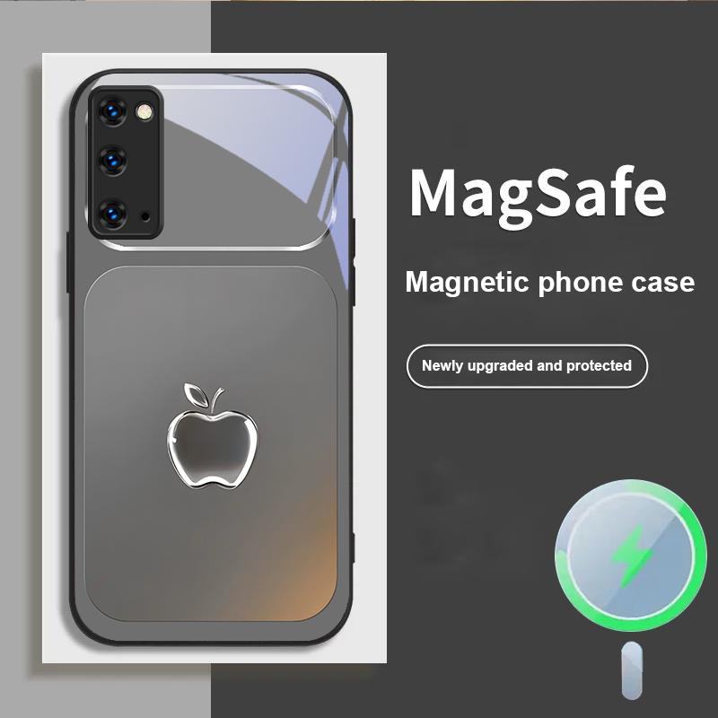 Metallic gray texture For Magsafe Samsung S25 S25 Edge S25Ultra S8 9 10 20 S21 Pro 22 Plus S23 FE S24 Ultra Glass Phone Case