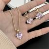 Chic Women Jewelry Set Heart Shape Crystal Necklace Heart Pendant Earrings