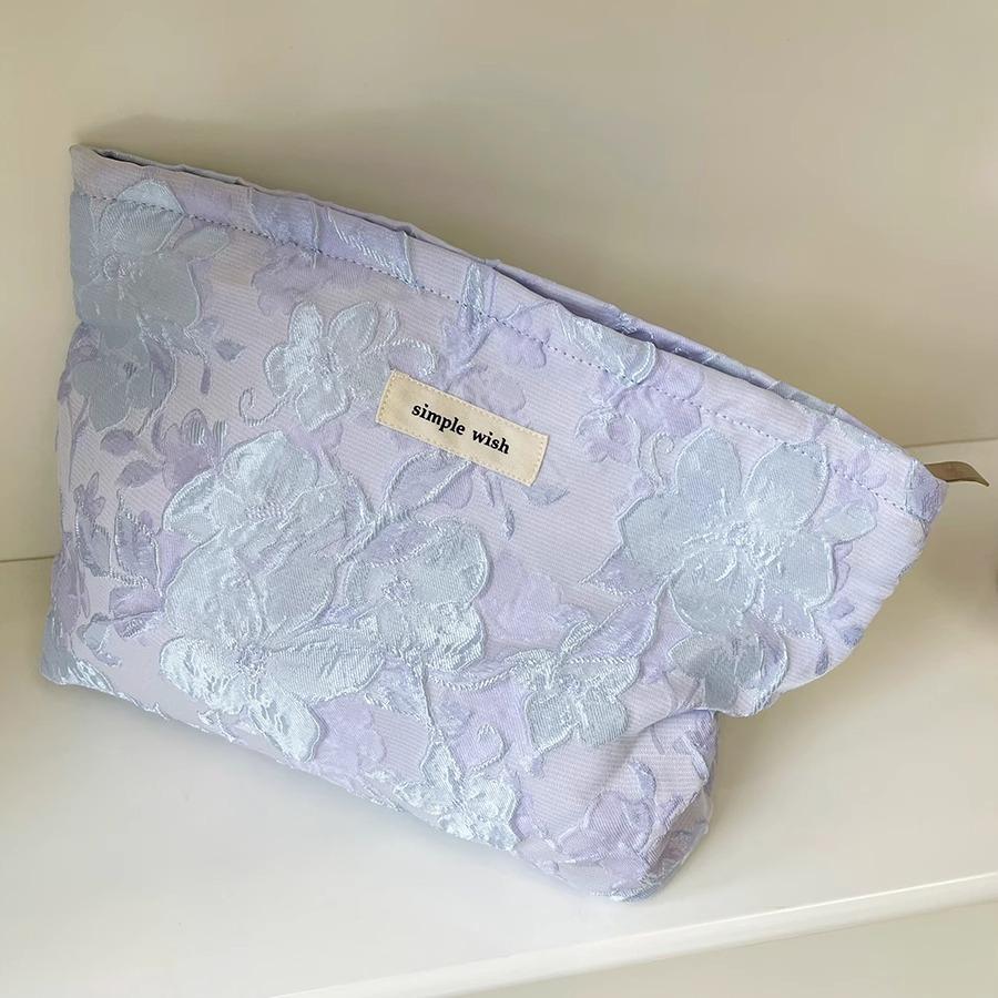 Women's Makeup Bag Fashion Floral Print Zipper Cosmetic Bag Travel Toiletry Pouch Makeup Portable Large Capacity Storage Bag