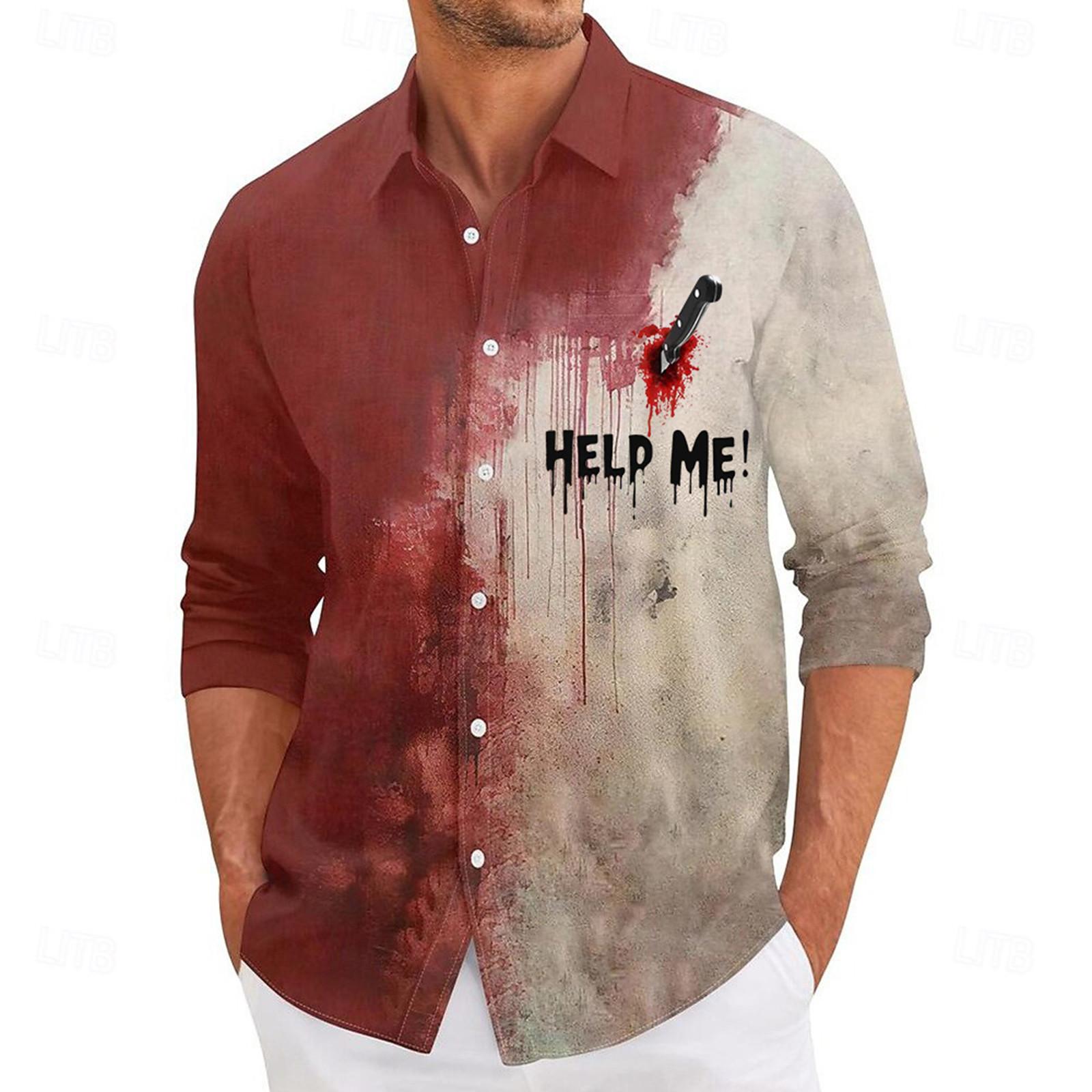 

Мужские рубашки с длинными рукавами и пуговицами на Хэллоуин, мужские повседневные модные рубашки с длинными рукавами XXXL чёрный