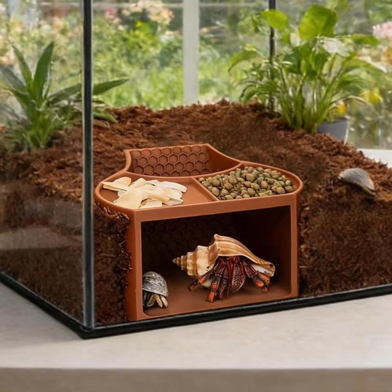 3-In-1 Hermit Crab Feeding Platform, Hideout, And Non-Slip Ramp Suitable For Reptile/Invertebrate Enclosures
