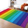 Rainbow Wood Grain Print Area Rug, Colorful Striped Design Non-Slip Floor Mat for Living Room Bedroom Home Decor Carpet