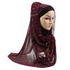 Women Gold Sequins Hijab Scarf, 70x180cm Polyester Shawl Head Cover Daily Wear