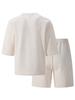 Men's Casual V-Neck Jacquard Two-Piece Set: Short-Sleeved Shirt & Shorts