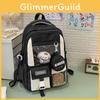 Fashion Blocked Color Letter Pattern Backpack With Compartment Transparent