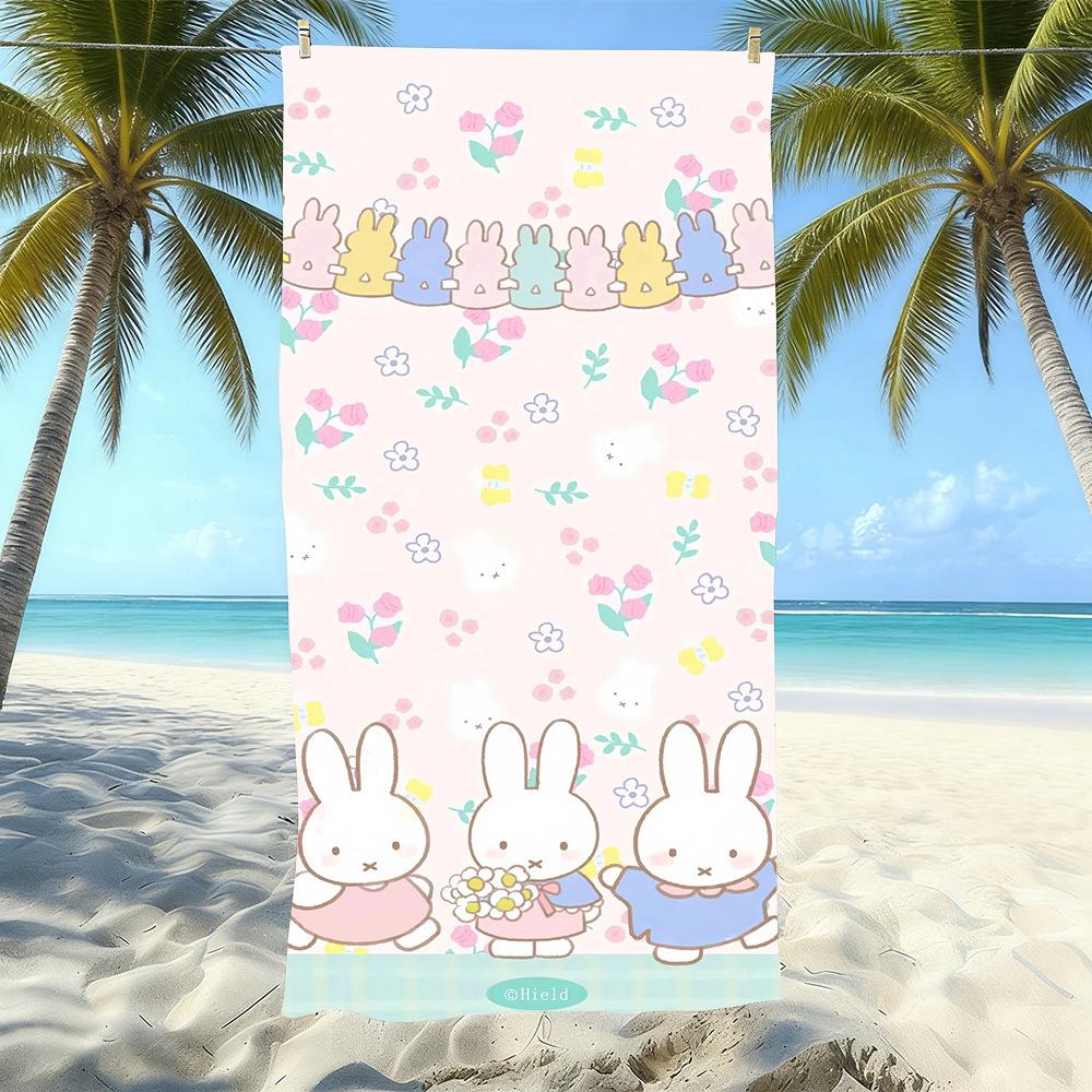 Miffy Rabbit Beach Towel Microfiber Quick Drying Absorbent Cartoon Printed Seaside Resort Bath Towel